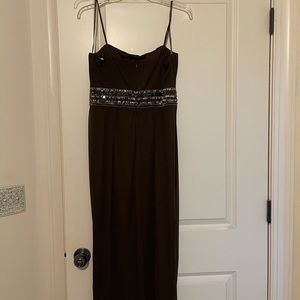 Long brown gown only worn once with beading.